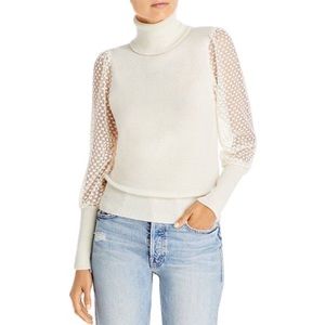 AQUA Cashmere Puff Sleeve Turtleneck Sweater